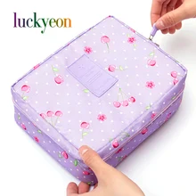 Большая женская косметичка с цветочным рисунком, косметичка, красивый чехол, органайзер для макияжа, сумка для туалетных принадлежностей, наборы для хранения, сумка на молнии для путешествий