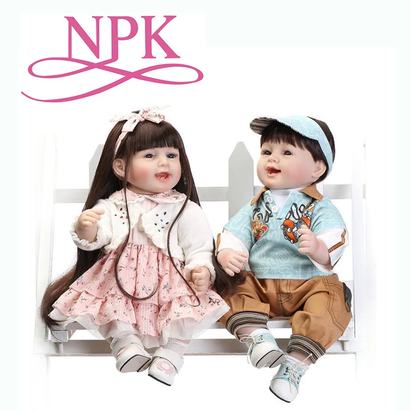 

New Simulation Long Hair Princess Baby Reborn Doll 55cm Dressing Makeup Doll Cute Smiley Toy Bebe Silicone Babies Reborn A328