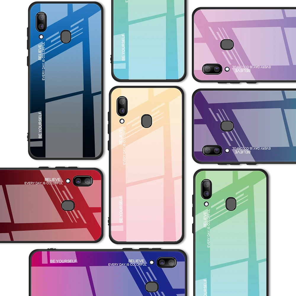 

Tempered Glass Phone Case For Samsung Galaxy S8 S9 Plus A5 2017 A7 A6 A8 J4 J6 Plus J8 2018 Note 8 9 Gradient Color Cover Coque