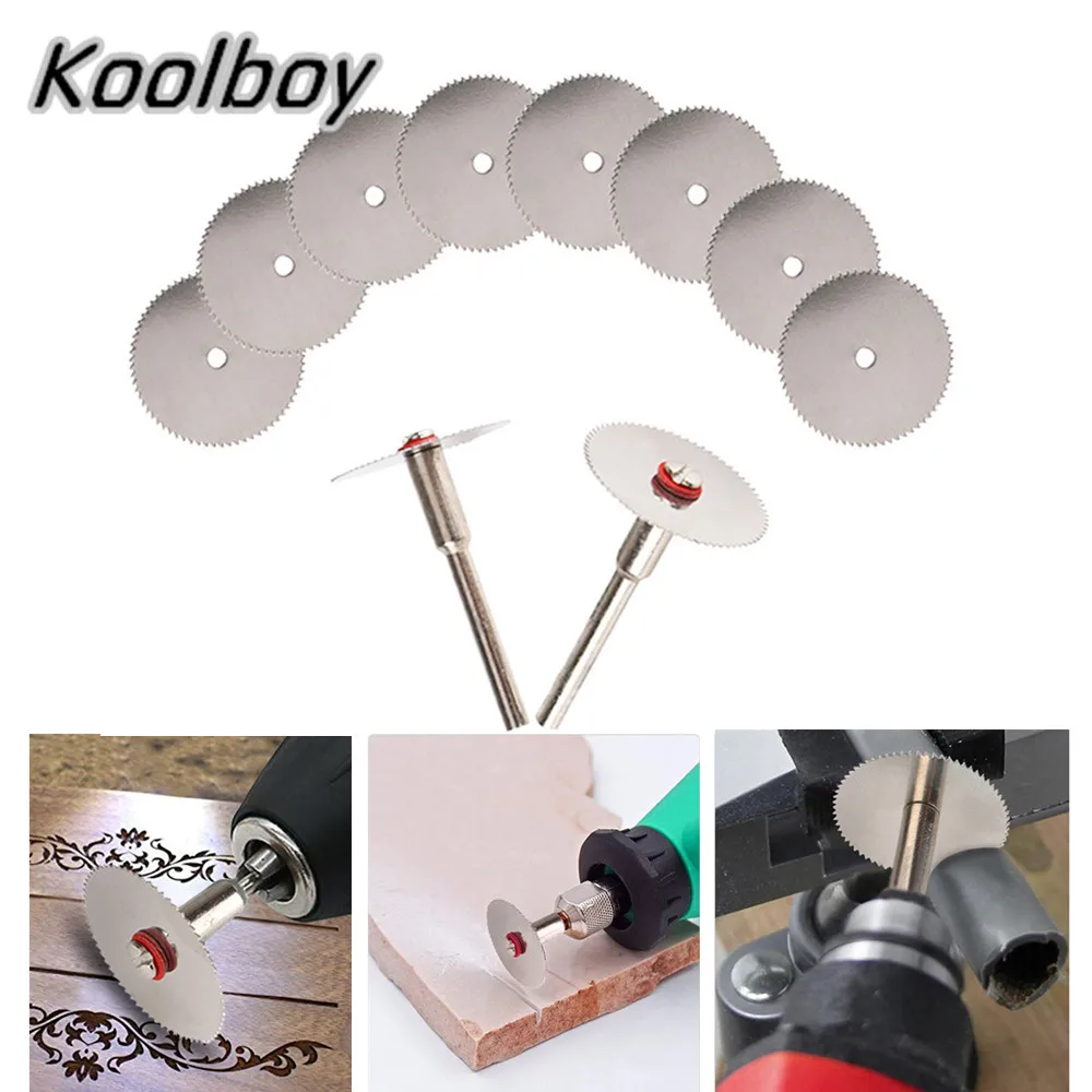 

12pcs/set 10Pcs 22/25/32mm Wood Cutting Circular Saw Blade Disc+2x Rod Rotary Cutting Tool