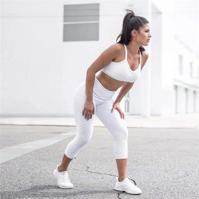 Best Price CHRLEISURE Women'S Suit High Waist Set Top and Leggings Two-Piece Suit Female Fluorescent Backless Sportswear Set 3Color Best Price CHRLEISURE Women'S Suit High Waist Set Top and Leggings Two-Piece Suit Female Fluorescent Backless Sportswear Set 3Color