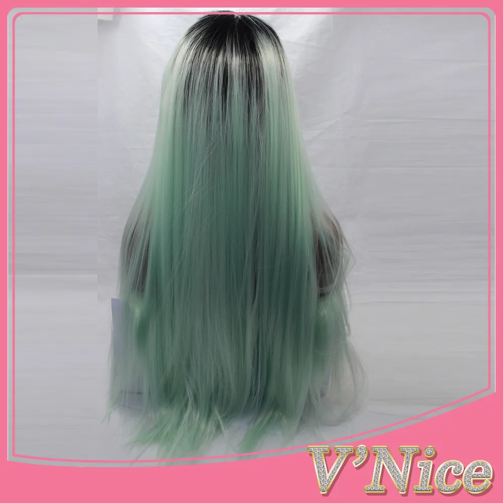 Beauty Pastel Mint Green Synthetic Lace Front Wig Ombre Color