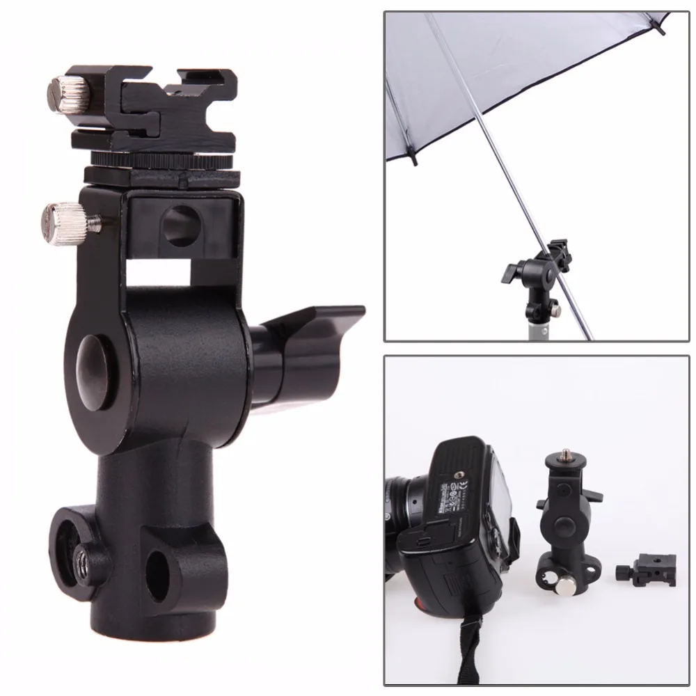 Type D Flash Hot Shoe Umbrella Holder Mount Bracket 1/4 "to 3/8" Screw Adapter for Camera Flash Speedlite LED light Light stand
