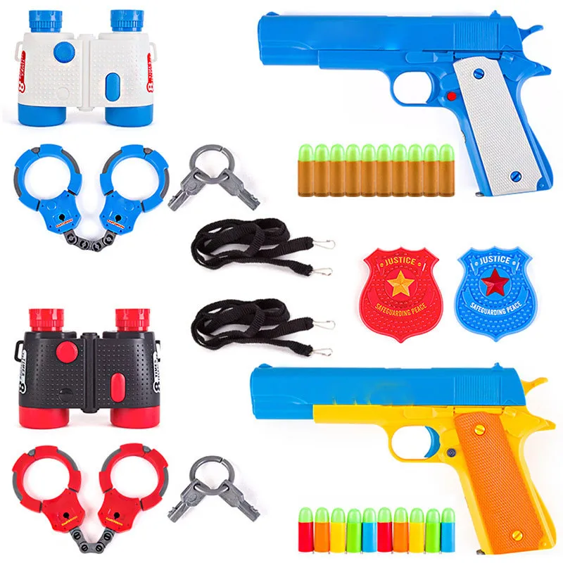 16pcs/set Children Soft gun Toy Gun Set Classic Colt m1911 Analog hand gun handcuffs Policeman Kit Toys for children 16pcs/set Children Soft gun Toy Gun Set Classic Colt m1911 Analog hand gun handcuffs Policeman Kit Toys for children