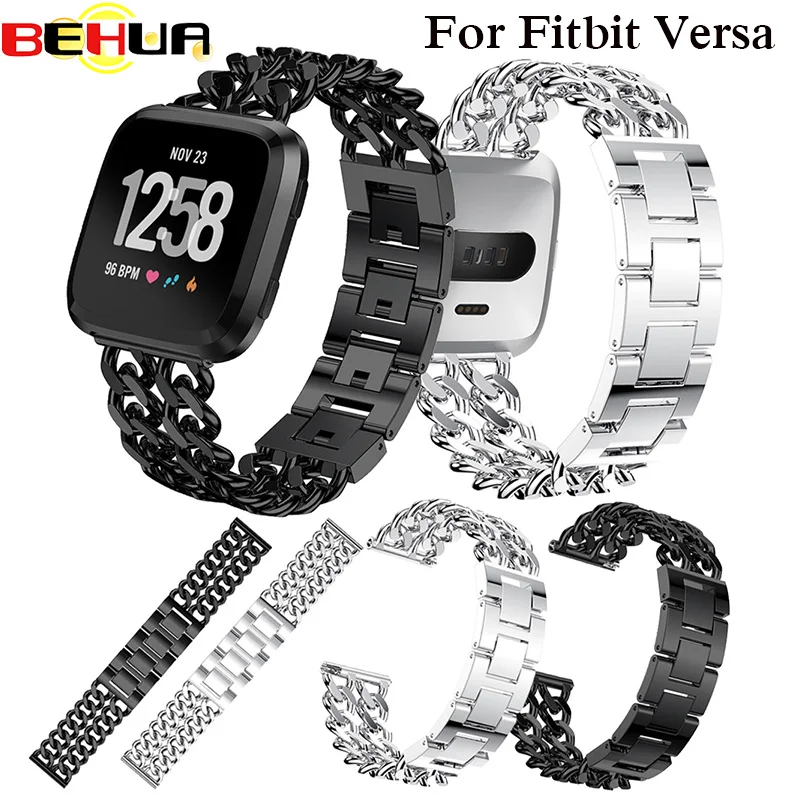 Элегантный ремешок для умных часов Fitbit Versa двухрядный ковбойский из сплава