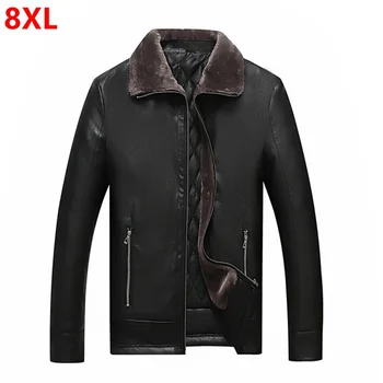 

Men's jacket winter plus velvet thick jacket men's middle-aged leather men's fur collar daddy people large size men's clothing