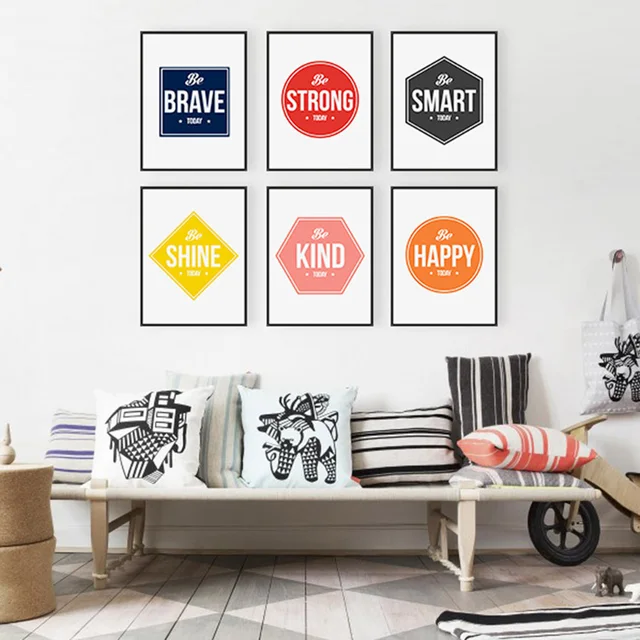 Colorful Minimalist Motivational Typography Life Quotes A4 Art Prints