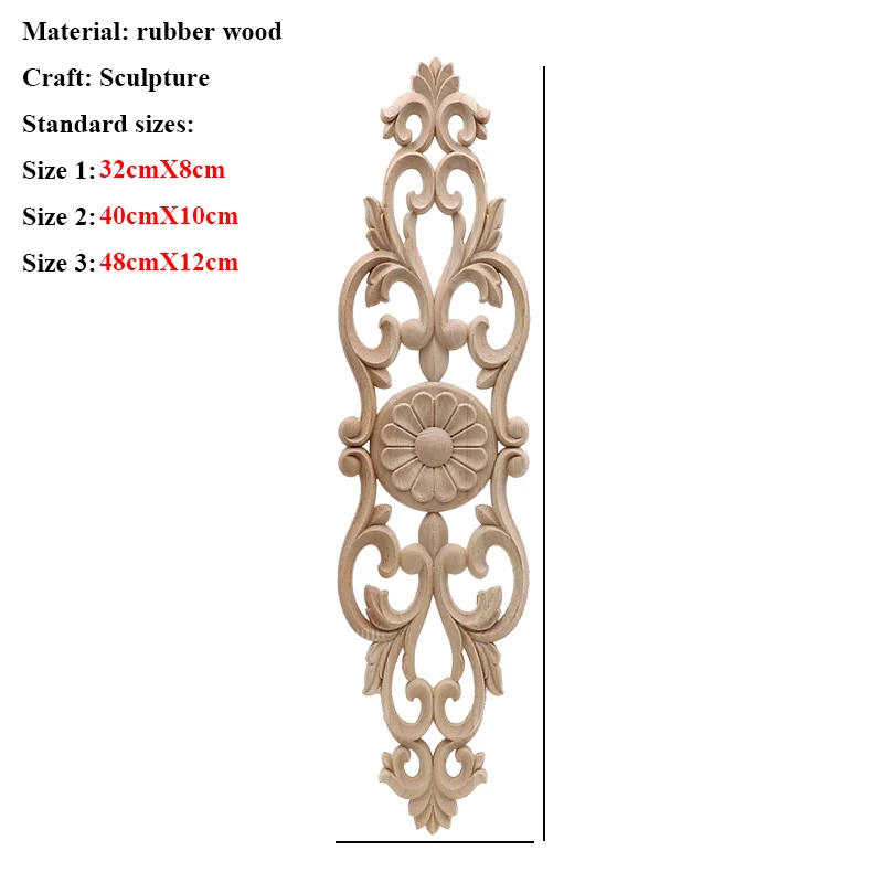 Unpainted Wood Carved Wave Flower Onlay Decal Corner Applique for Home Furniture Decor ornament crafts wooden figurine crafts glass fruit pendants