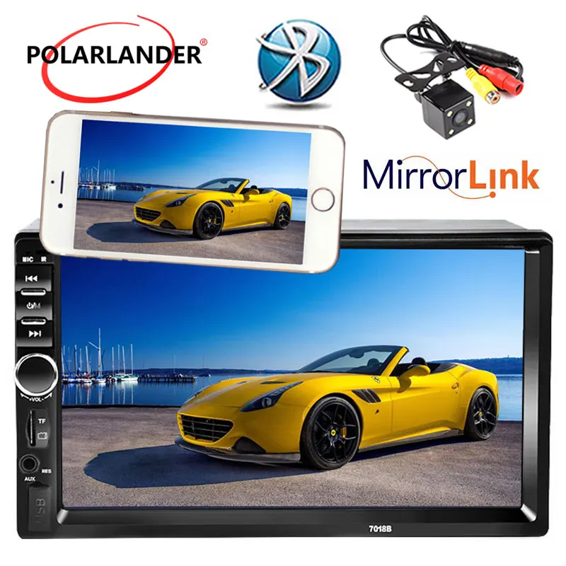  high quality with rear view camera Black 7 Inch 2 Din Car Player HD Bluetooth Radio MP4 USB/FM TF t