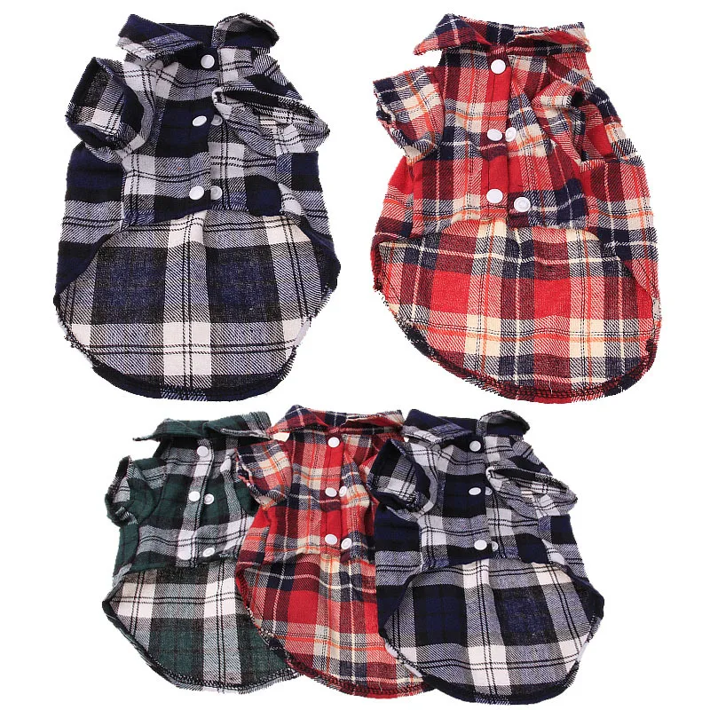 

Pet dog clothes in autumn and winter wear handsome checked shirts, puppy clothes than bears Schnauzer clothes