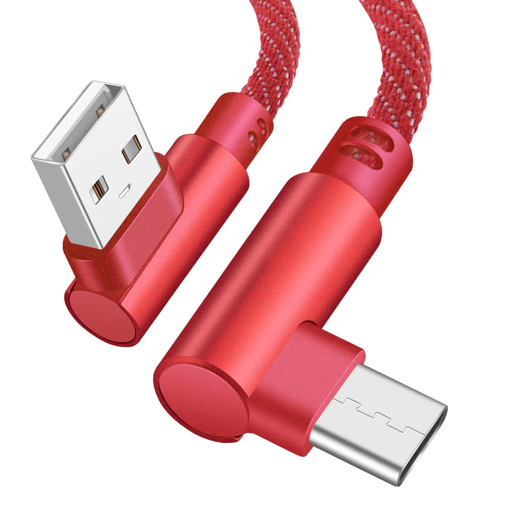 Кабель L type-C 2.4A для быстрой зарядки USB C кабель 90 градусов для samsung S8 S9 Plus huawei Android C кабели для мобильных телефонов - Цвет: Red