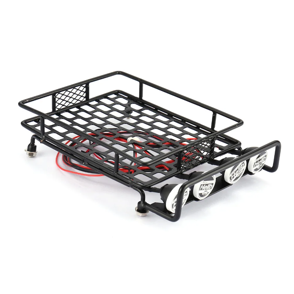 Round LED Light Roof Rack 4 Spotlight for 1:10 RC Car Crawler TRX4