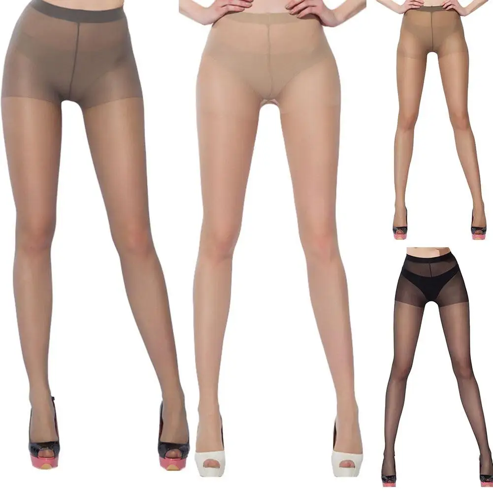 

Sexy Women See-through Pantyhose Seamless Footed Tights Thin Stretchy Tights Solid Color Long Stockings