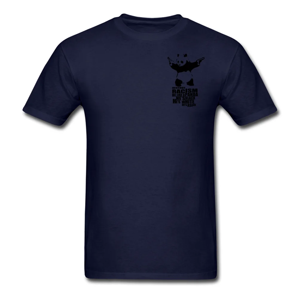 Модные повседневные футболки с коротким рукавом, футболка с забавным рисунком панды и пистолета оранжевого цвета, мужские осенние и зимние топы, футболки - Цвет: Chest Print Navy