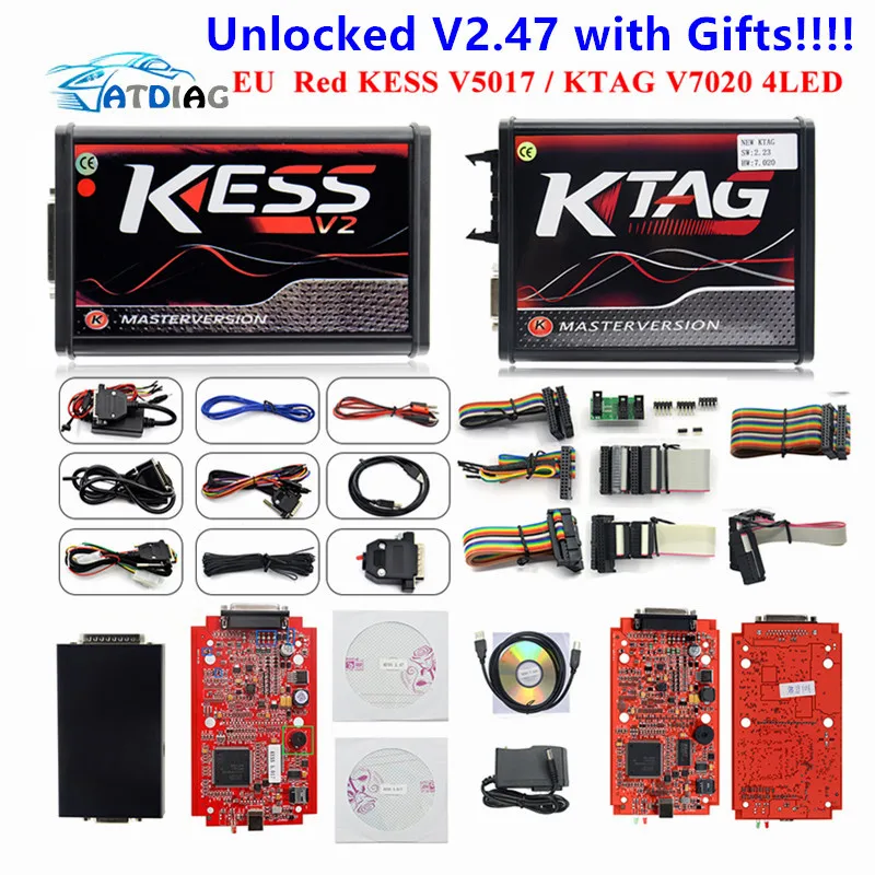

KESS V2 V2.47 V5.017 EU Red ECM Titanium KTAG V2.25 V7.020 4 LED Online Master Version BDM Frame ECU OBD2 car/truck Programmer