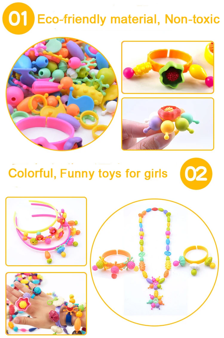 Pop-Arty бусины оснастки для детей Ювелирные Изделия Модный комплект DIY ожерелье и браслет Ремесла день рождения игрушка Подарки GYH