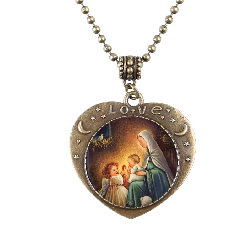 1pcs lot baby jesus and pendant necklace bronze chain statement handmade 1pcs lot baby jesus and pendant necklace bronze chain statement handmade