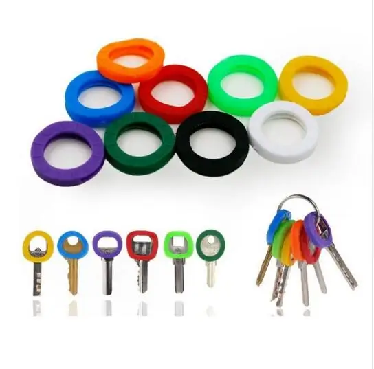 

2017 New Fashion Mixed color 8pcs/16pcs Hollow Multi Color Rubber Soft Key Locks Keys Cap Key Covers Topper Keyring