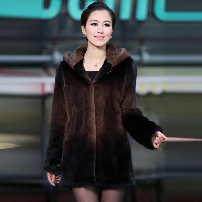 Weiwei норка 2013 куница шуба пальто женское средней длины
