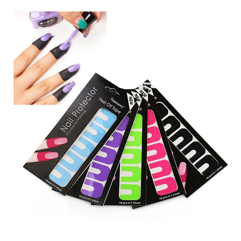

10pcs/set Creative U-shape Spill-proof Nail Polish Varnish Protector Stickers Durable Finger Cover Manicure Tools Nail Art Tool