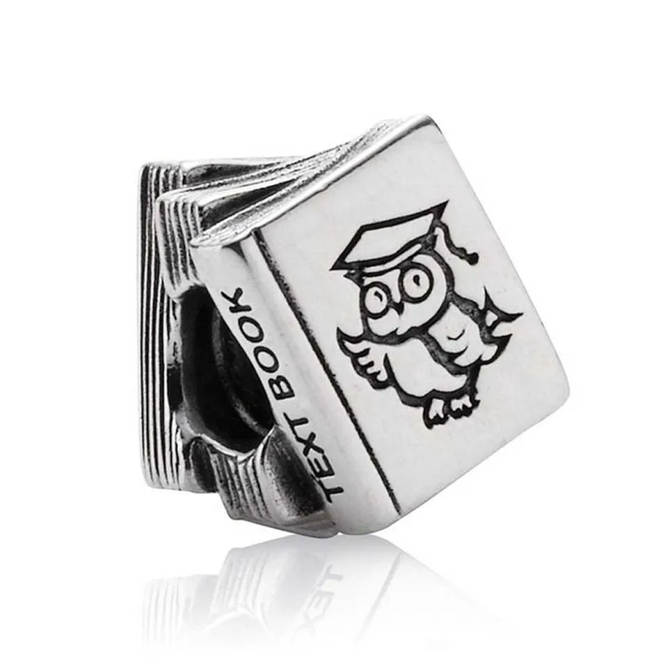 

925 Sterling Silver Study Text Book Charms Fit Pandora Bracelet Bangle DIY Jewelry Owl Graduation