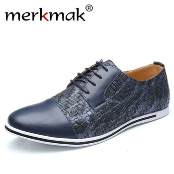 

Merkmak Men Leather Casual Shoes 2018 Business Men Shoes Brand Spring Male Footwear Sneakers Big Size Shoes Men 38-50