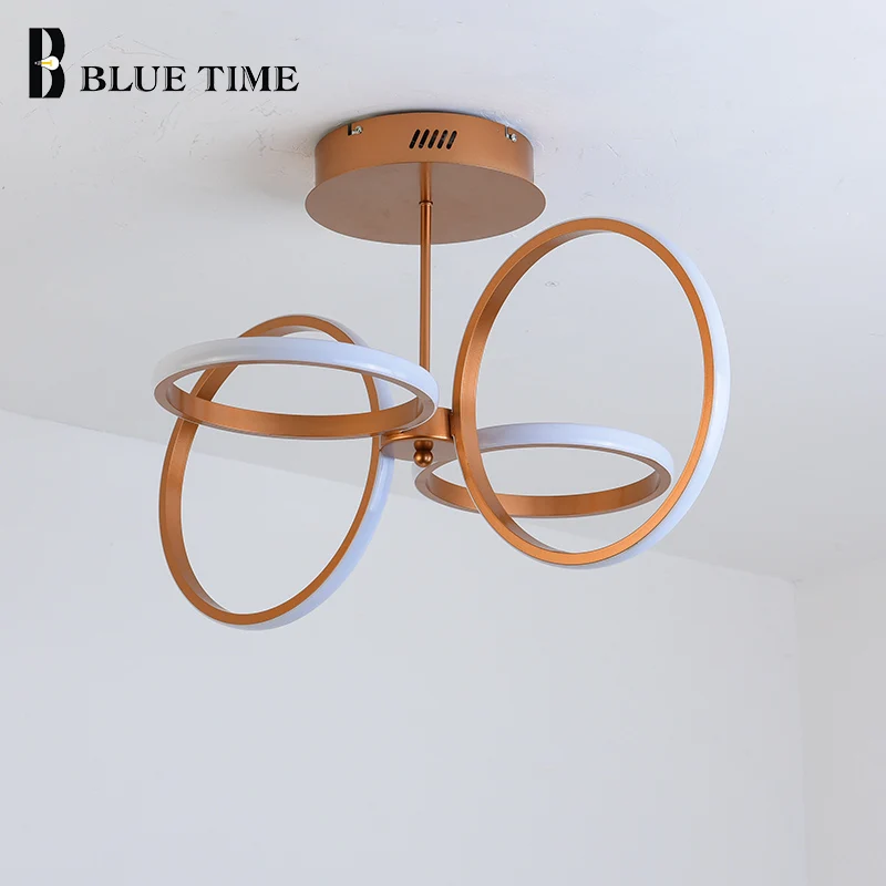 

Blue Time New Design Golden Finished LED Chandelier Lighting For Living Room Dining Room Bedroom Four Rings Home LED Chandeliers