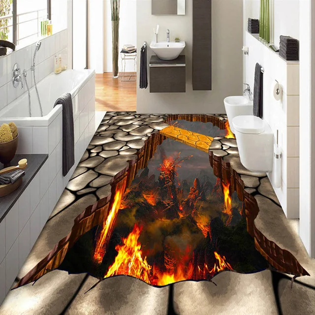 Murale personalizzato 3D Stereoscopico Fiamme Soggiorno