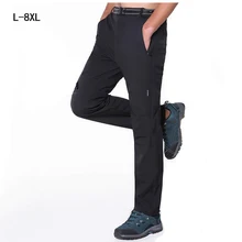 Большие размеры 8XL мужские брюки новое поступление Осенние флисовые быстросохнущие брюки зимние дышащие Теплые водонепроницаемые брюки армейский зеленый