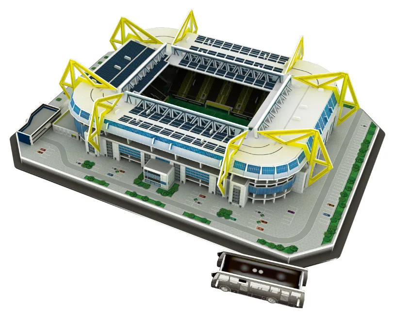 

DIY 3D Papercraft Puzzle Paper Models Buildings Signal Iduna Park Schwarz-Gelb Football Stadiums Toys For Children & Adults Gift