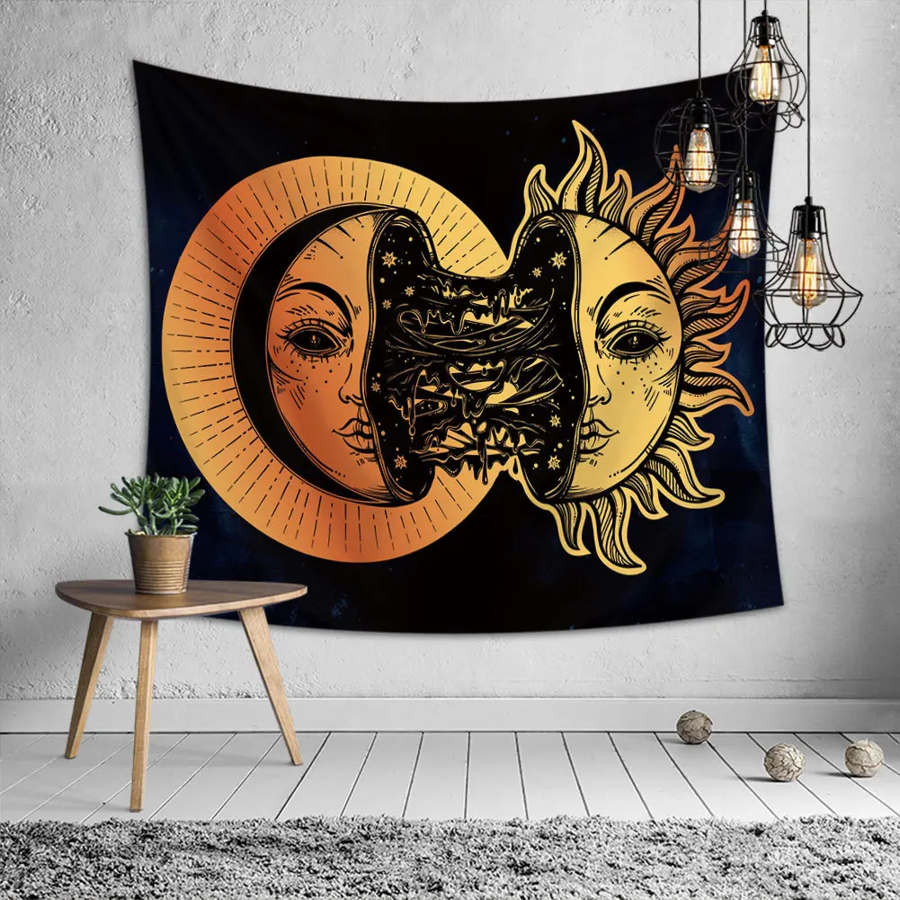 Домашний хиппи-гобелен Sun Moon, настенный подвесной покрывало в богемном стиле, украшение для дома, гобелен, скатерть, коврик для йоги