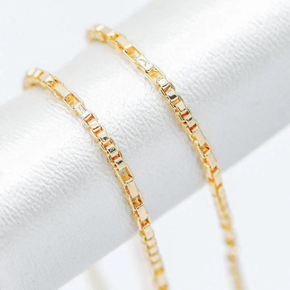 

Gold plated Brass Box Chains 1.3mm, Box Chain for DIY Necklace Wholesale (#LK-227-1)/ 1 Meter=3.3 ft