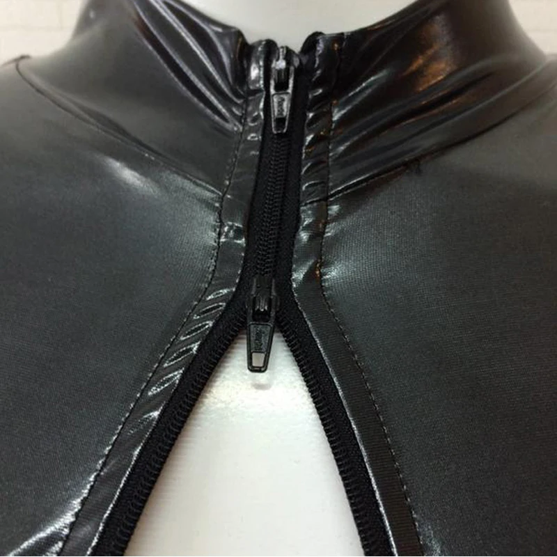 Sexy-Women-Turtleneck-Black-Dance-Gymnastics-Catsuit-Shiny-Metallic-Spandex-Lycra-Zentai-Bodysuit-Catsuit-Long-Sleeved