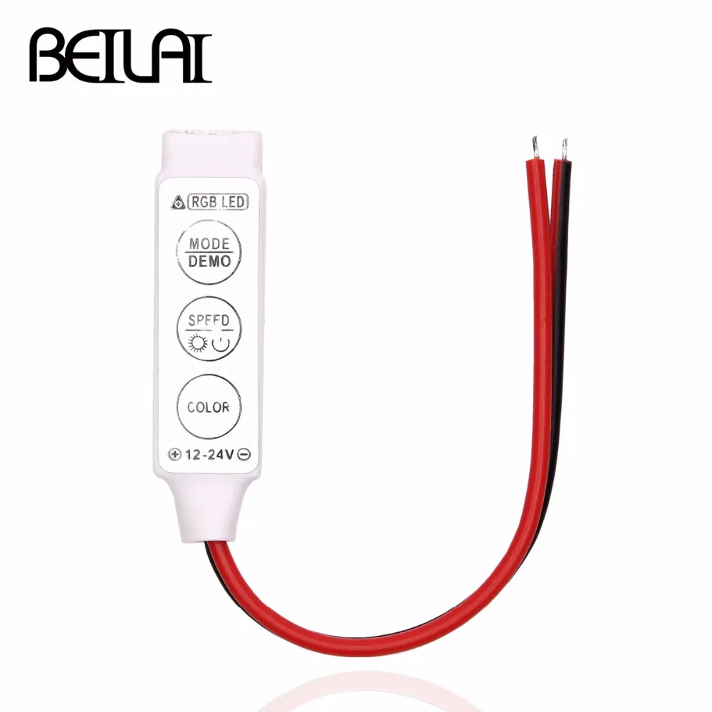 

BEILAI DC 12V 6A LED RGB Controller Dimmer Mini 3Key Remote For 5050 2835 RGB LED Strip 19 Dynamic Modes and 20 Static Color