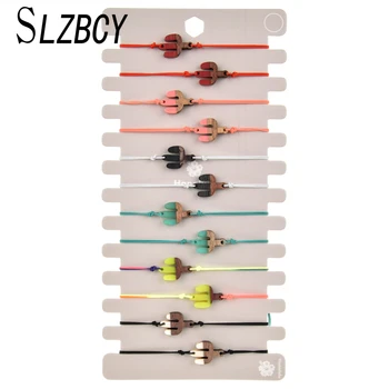 

12 pcs/lot Cute Cactus Star Child Adjustable Bracelets Multicolor Wooden Elephant Braided Yoga Bracelet For Women Jewelry Gift