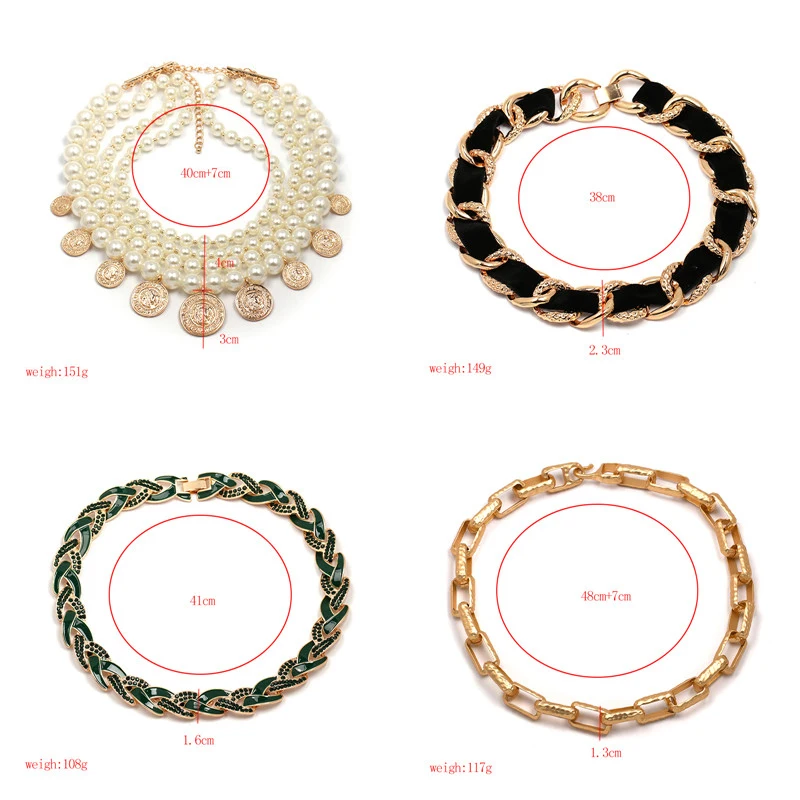 

JURAN ZA Fashion Jewelry Simulated Pearl Necklaces & Pendants Charm Metal Choker Collar Necklace Statement Party Gifts Wholesale