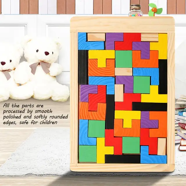 Baby Wooden Tetris Puzzles Toys Colorful Jigsaw Board Kids Children Magination Intellectual Educational Toys For Children Gift 3