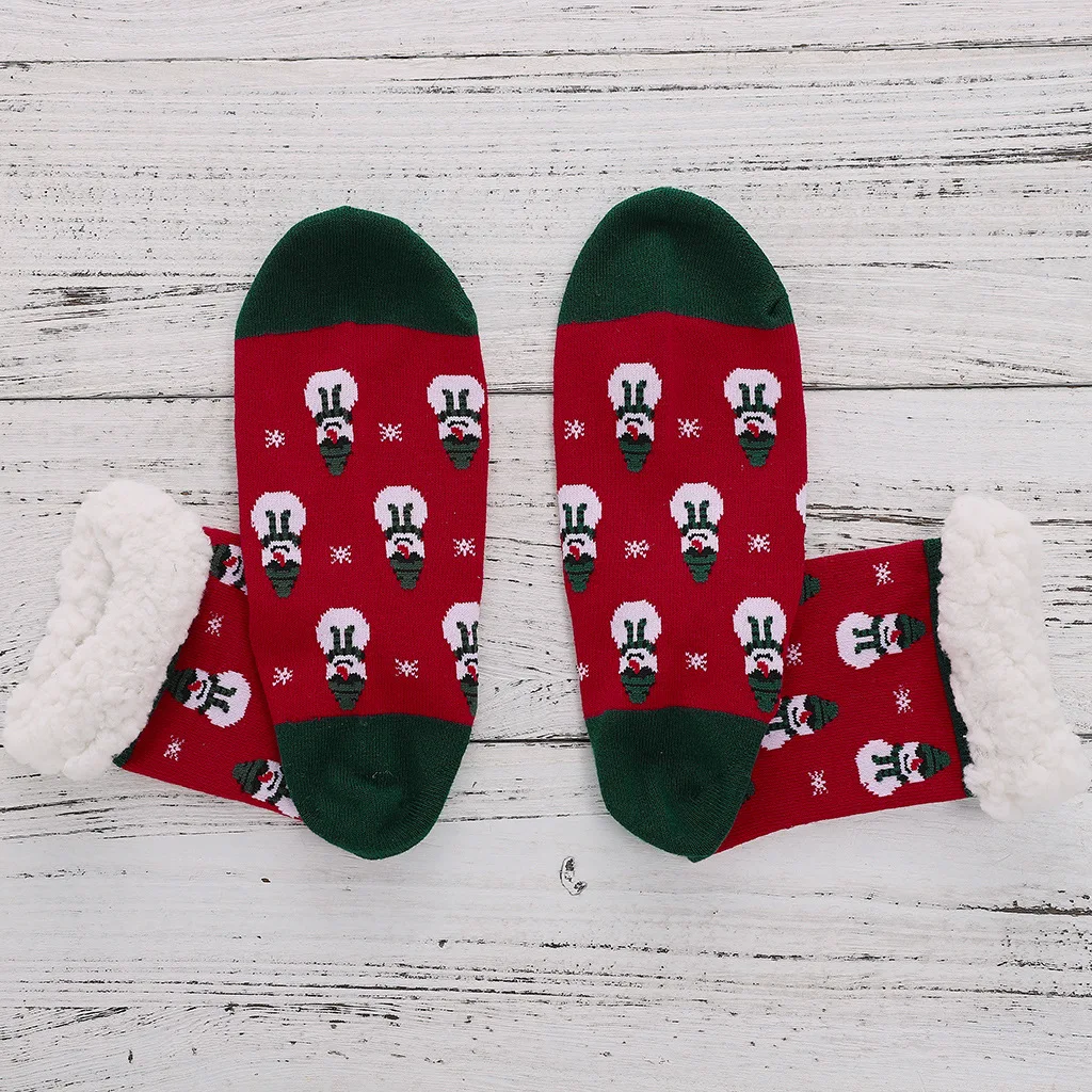 1 пара, вязаные шерстяные носки с кроликом для девочек Теплые зимние детские рождественские подарки, Милые новогодние подарки, Осень-зима, одинаковые с рисунком
