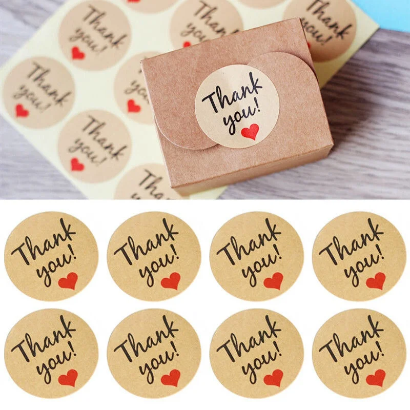 120pcs Labels Sealing Craft Stickers Wedding Favours Letters Thank You Card Gifts Brown Scrapbooking Stamping Sticker Papers