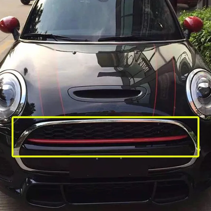 Для BMW MINI COOPERS Jcw F55 F56R60 сетчатая Декоративная полоса ABS аксессуары для стайлинга автомобилей черный красный стикер для автомобиля 3D наклейка на бампер