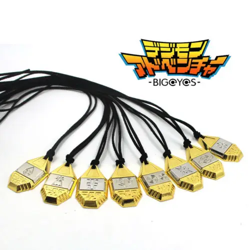

Anime Digimon Adventure Digital Monster Digimons Gold Evolution Badge Magnetic Pendant Necklace Rope Cosplay Collection Gift New