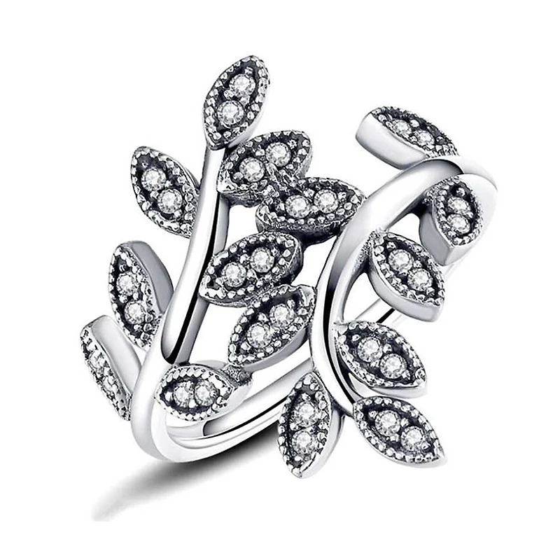 

Ruifan 925 Sterling Silver Sparking Leaves Silver Ring with Cubic Zirconia for Women Original Party Jewelry Free Gift Box YRI132
