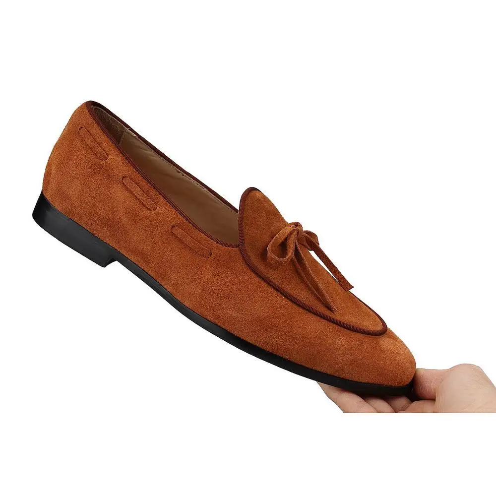 Brown SUEDE LOAFERS WITH LEATHER BOW (14)