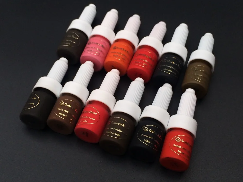 

6 Pcs Mixed Colors Permanent Makeup Micro Pigment Complete Cosmetic Color Tattoo Ink Kit For Eyebrow Lip
