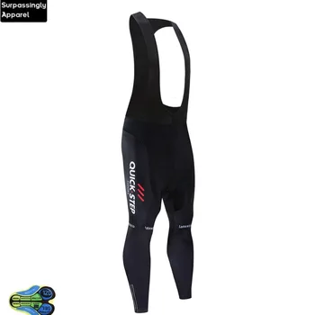 

2019 Pro UCI Team Team Black Quick Step Cycling Bib Pants Long Sleeve Men Lightweight Bib Pant 12D Lycra and High-density Pad