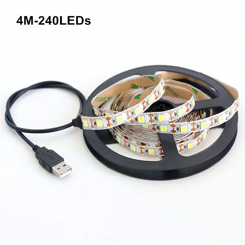 USB Светодиодная лента лампа 5050SMD DC5V гибкий светодиодный светильник лента 0,5 м 1 м 2 м 3 м 4 м 5 М HD ТВ Настольный экран Подсветка ПК