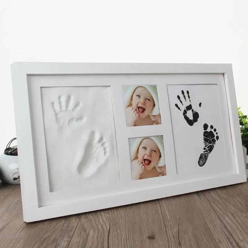 Новорожденных отпечаток руки ребенка след фотографии дисплей дерево фото рамки растет DIY сувениры