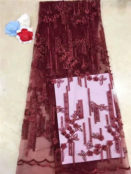 

free shipping latest African Lace Fabric in sequines 5yard paillette beads sequin fabric 2017 high quality sequin mesh fabric