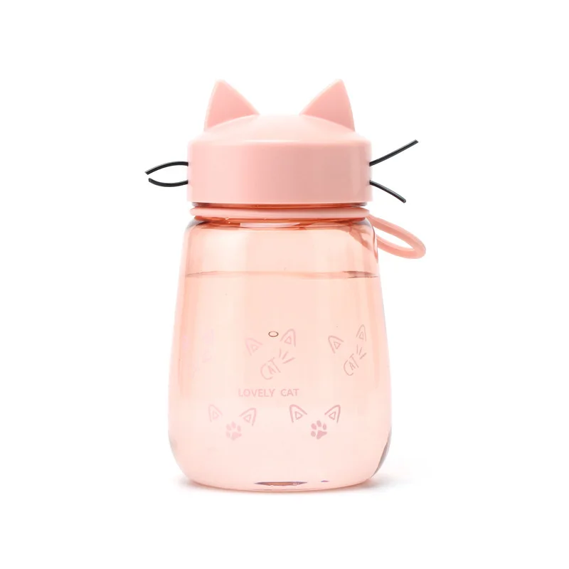 New Creative cute Cat water bottle Leakproof portable Sports plastic kettle Home office student picnic kettle kids water bottle