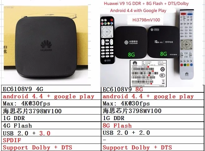 yuehe ec6108v9 huawei android smart tv box hisilicon hi3798m v100 1g ddr 4g or 8g flash mediaplayer 3d bd iso h 256 dolby dts